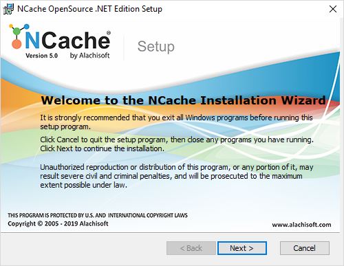 Welcome to NCache Installation Wizard OSS