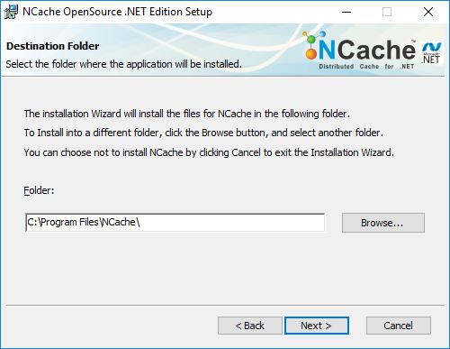 Select NCache Destination Folder OSS
