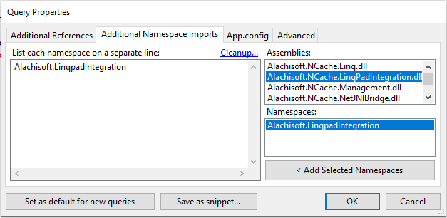 Add LINQPad Integration Assembly in LINQPad for NCache