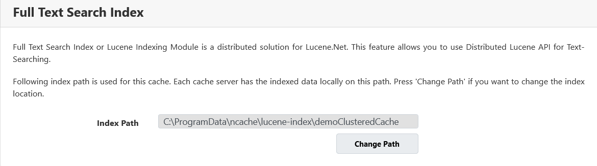 Configure Lucene Index NCache Web Manager