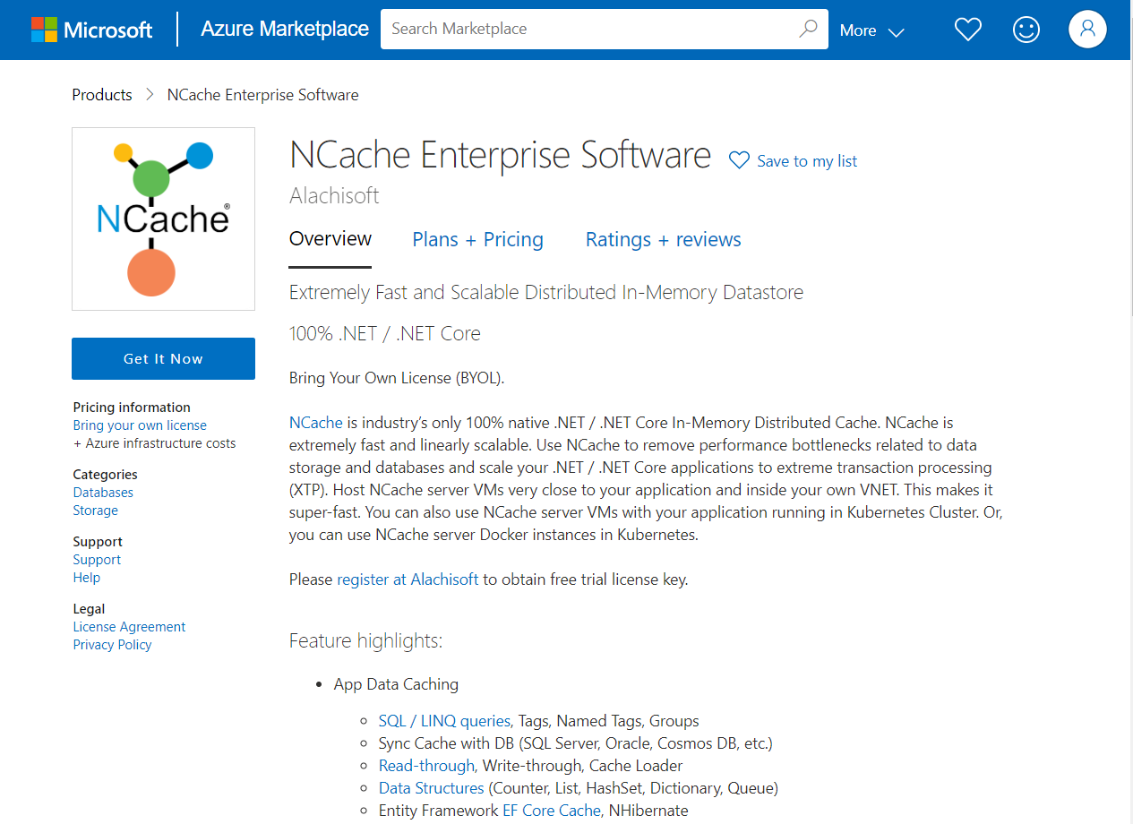 NCache Enterprise in Azure Marketplace