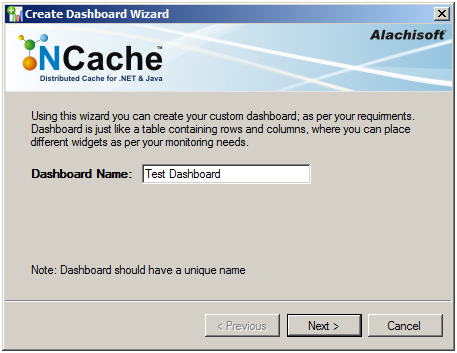 NCache Monitoring dashboard