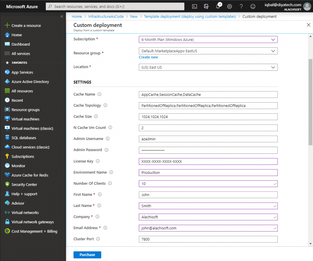 NCache ARM Template Deployed in Azure