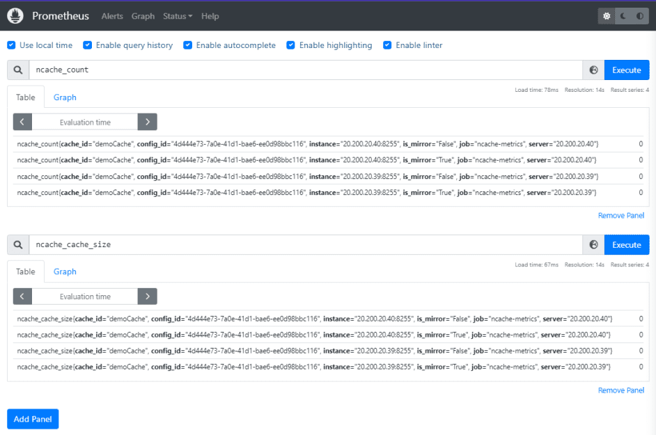 Figure 6: Multiple Cache Counters on Prometheus