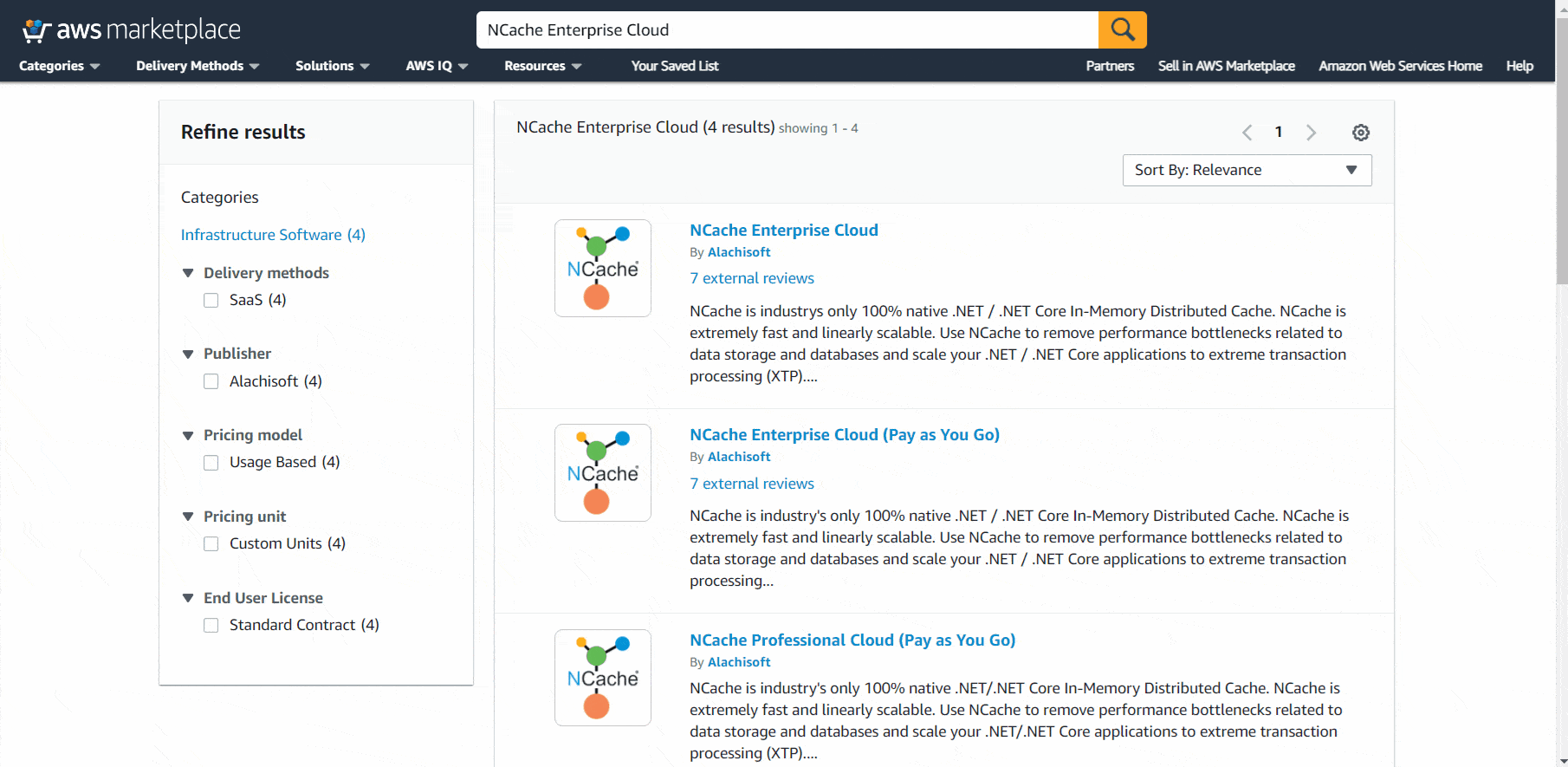 ncache-cloud-subscribe-aws-marketplace