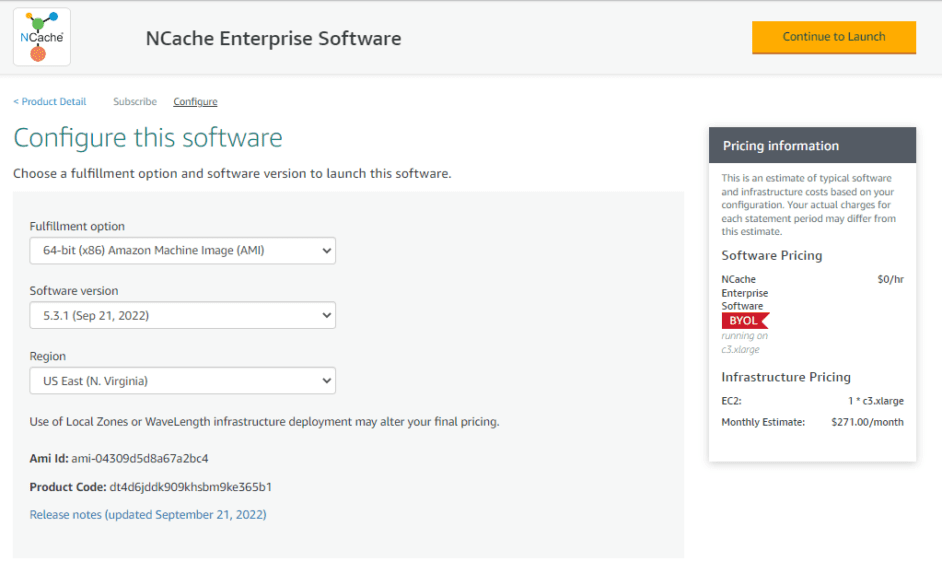 AMI Subscription Process for NCache Cloud Enterprise in AWS