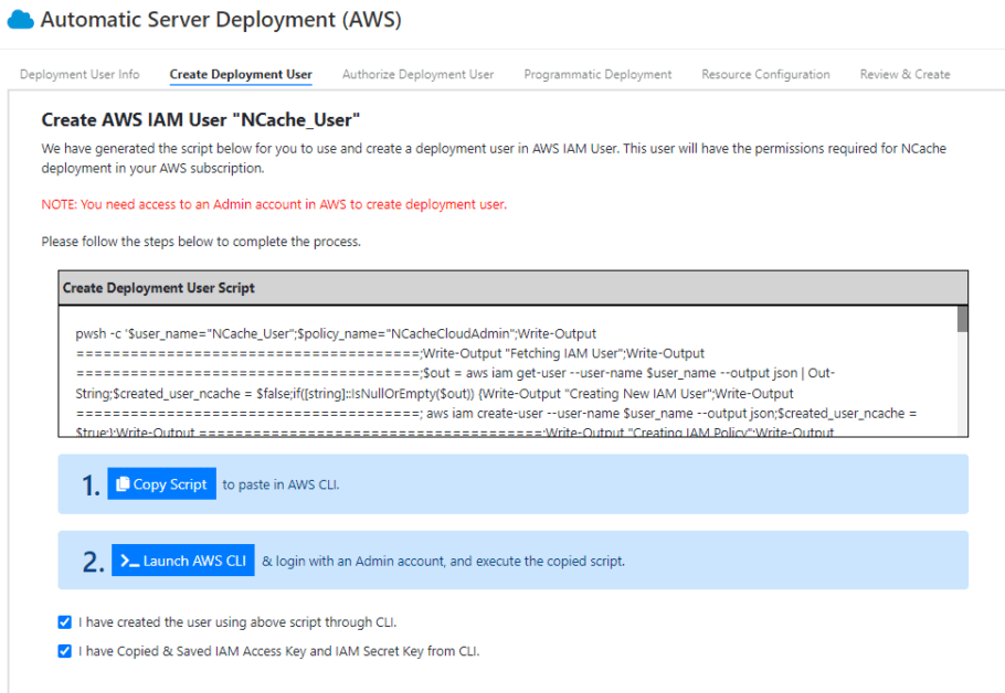 Creating IAM Deployment User for NCache Cloud Enterprise