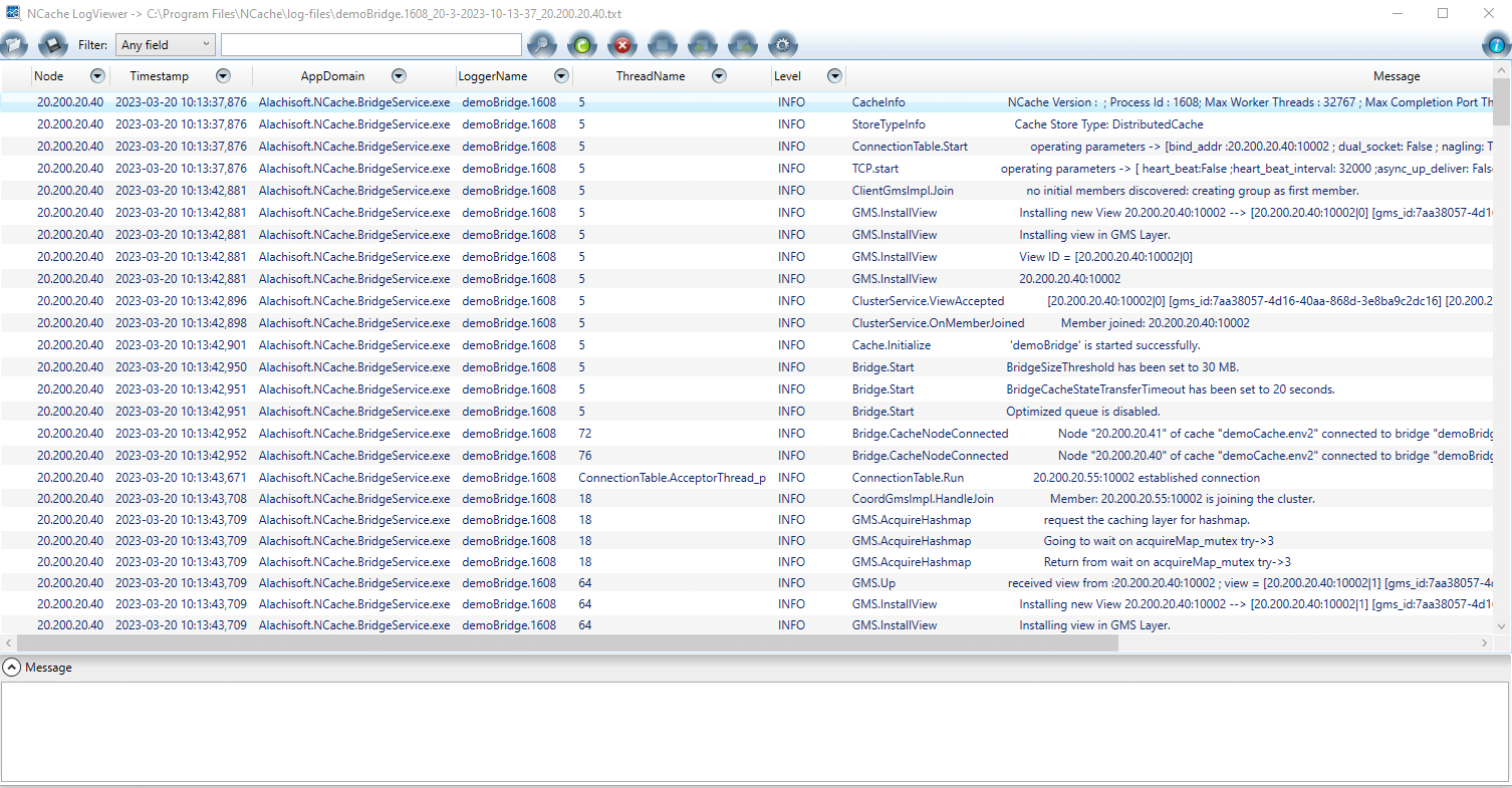 NCache Log Viewer