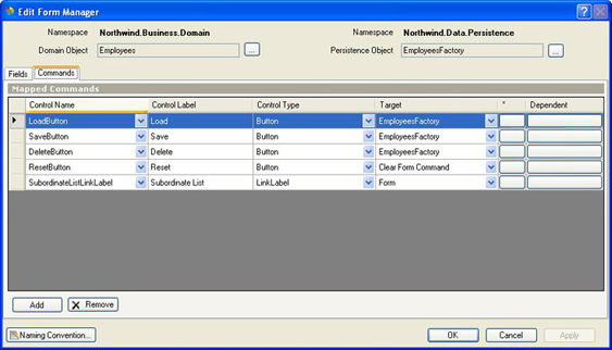 Forms Designer with Command and Link Binding