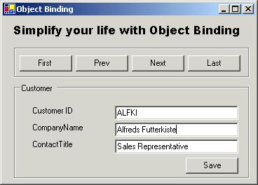 Object Binding with Customers Class