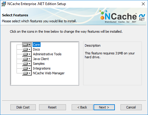 NCache Windows Installation Features