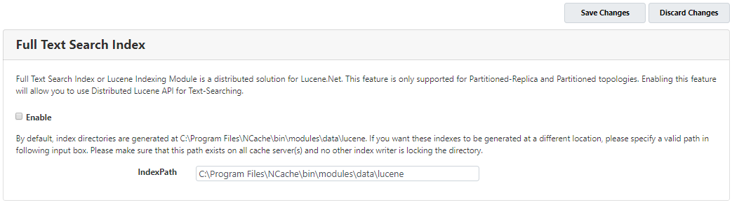 Configure Lucene Index NCache Web Manager