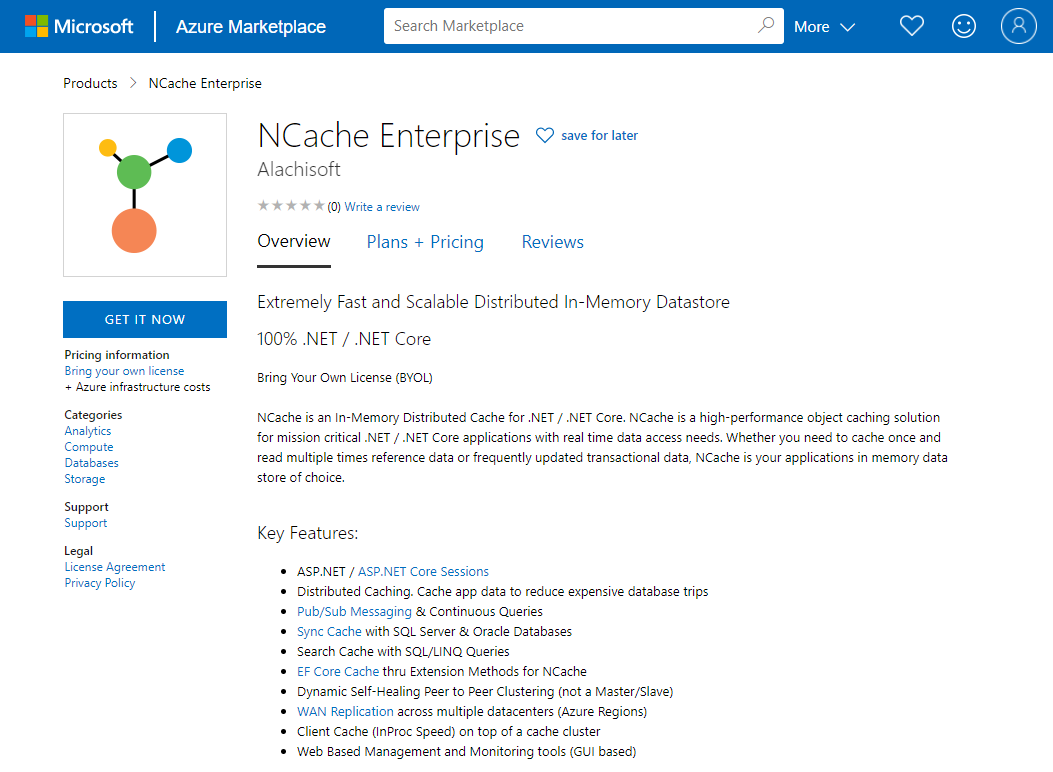 NCache Enterprise in Azure Marketplace