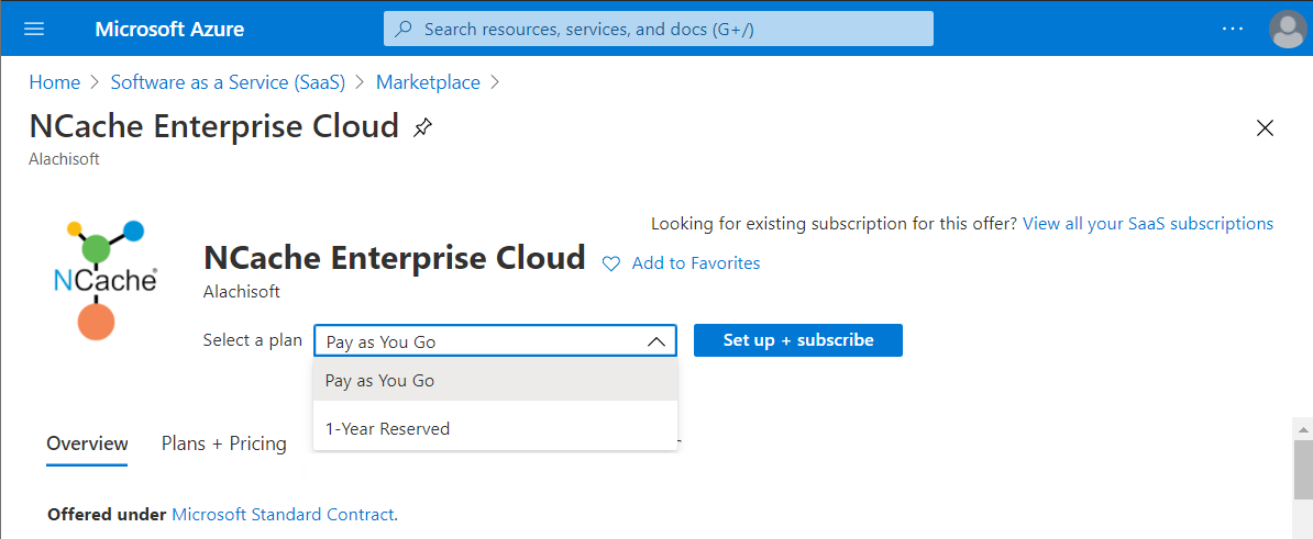 NCache Enterprise Cloud Offering in Azure Marketplace
