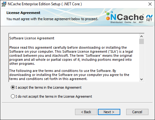 NCache Windows Installation License Agreement