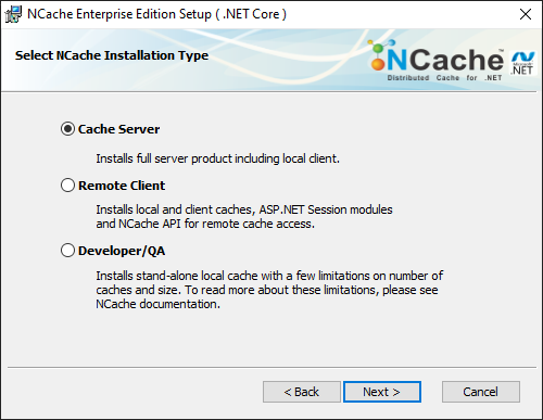 NCache Windows Installation Type