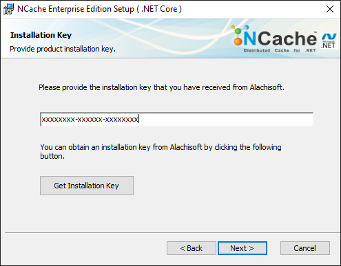 NCache Windows Installation Key