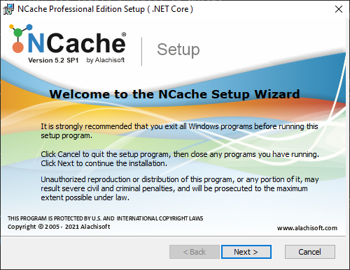 Welcome to NCache Install Wizard