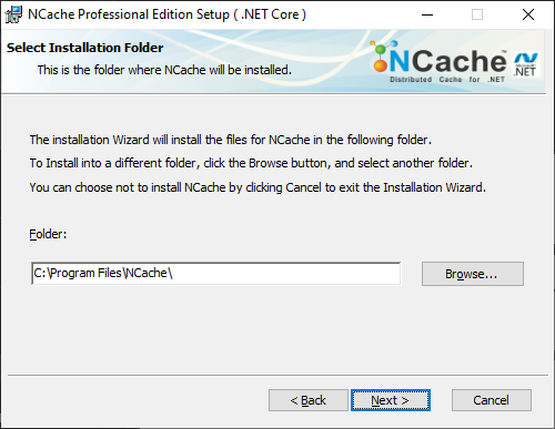 Select NCache Destination Folder