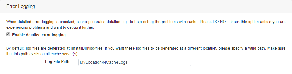 Error Logging NCache Web Manager
