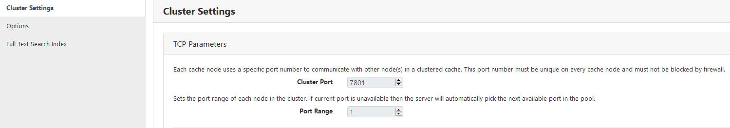 CLuster Port Port Range Web