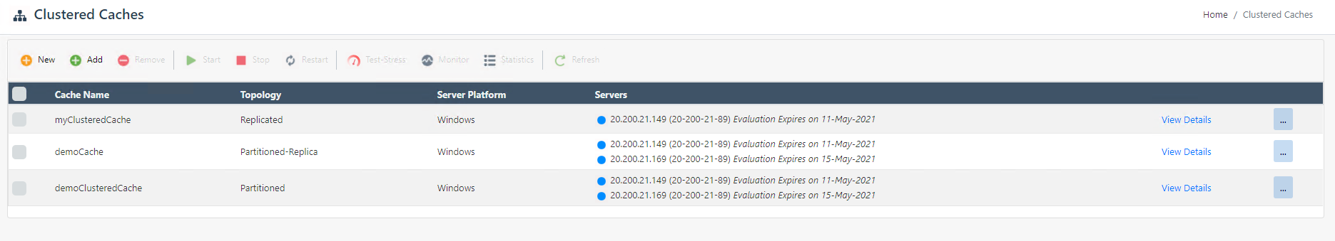 NCache NCache Management Center Clustered Caches