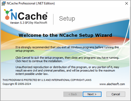 Welcome to NCache Install Wizard