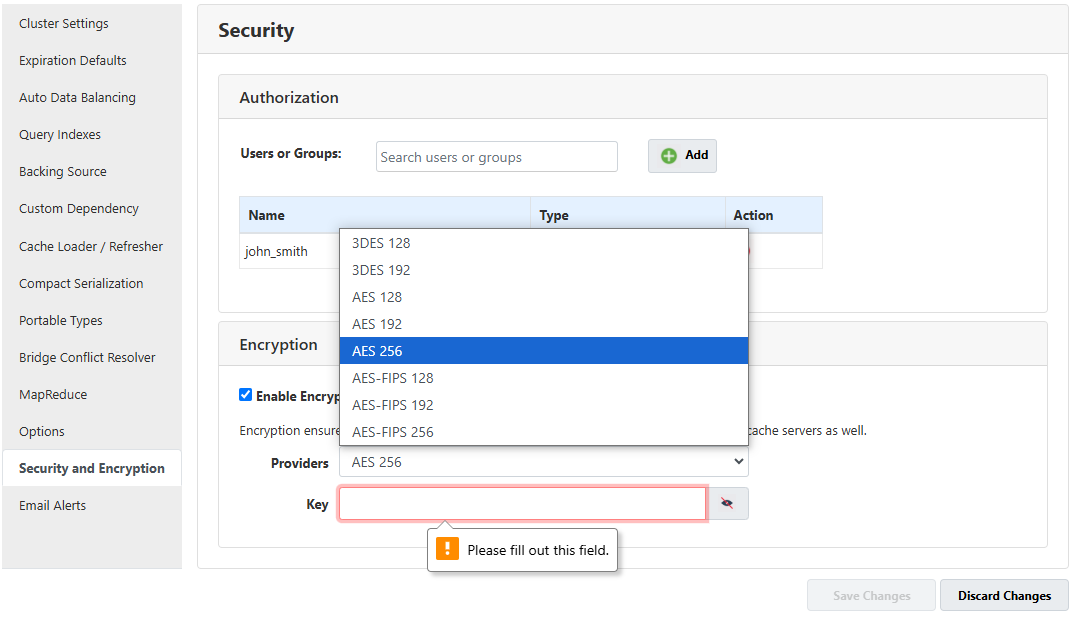 Encryption NCache Management Center