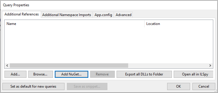 Add Nuget for LinqPad