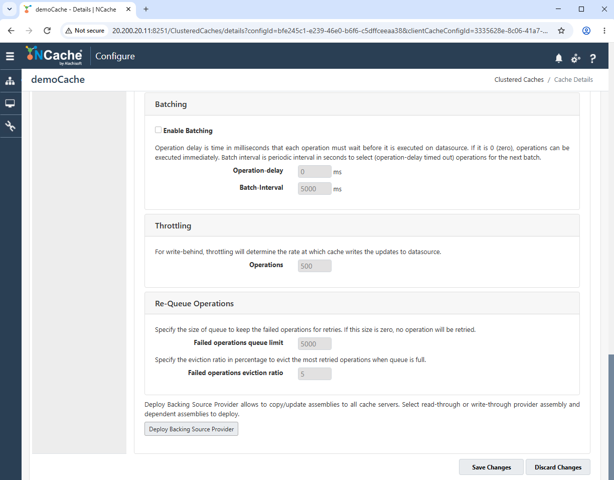 Backing Source Write-Behind Settings