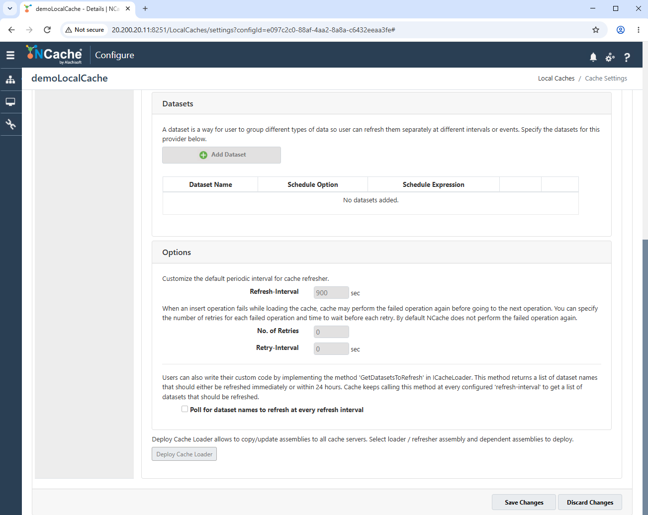 Local Cache Loader and Refresher Options