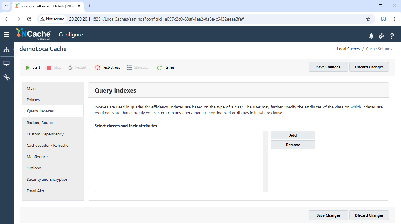 Local Cache Query Indexes