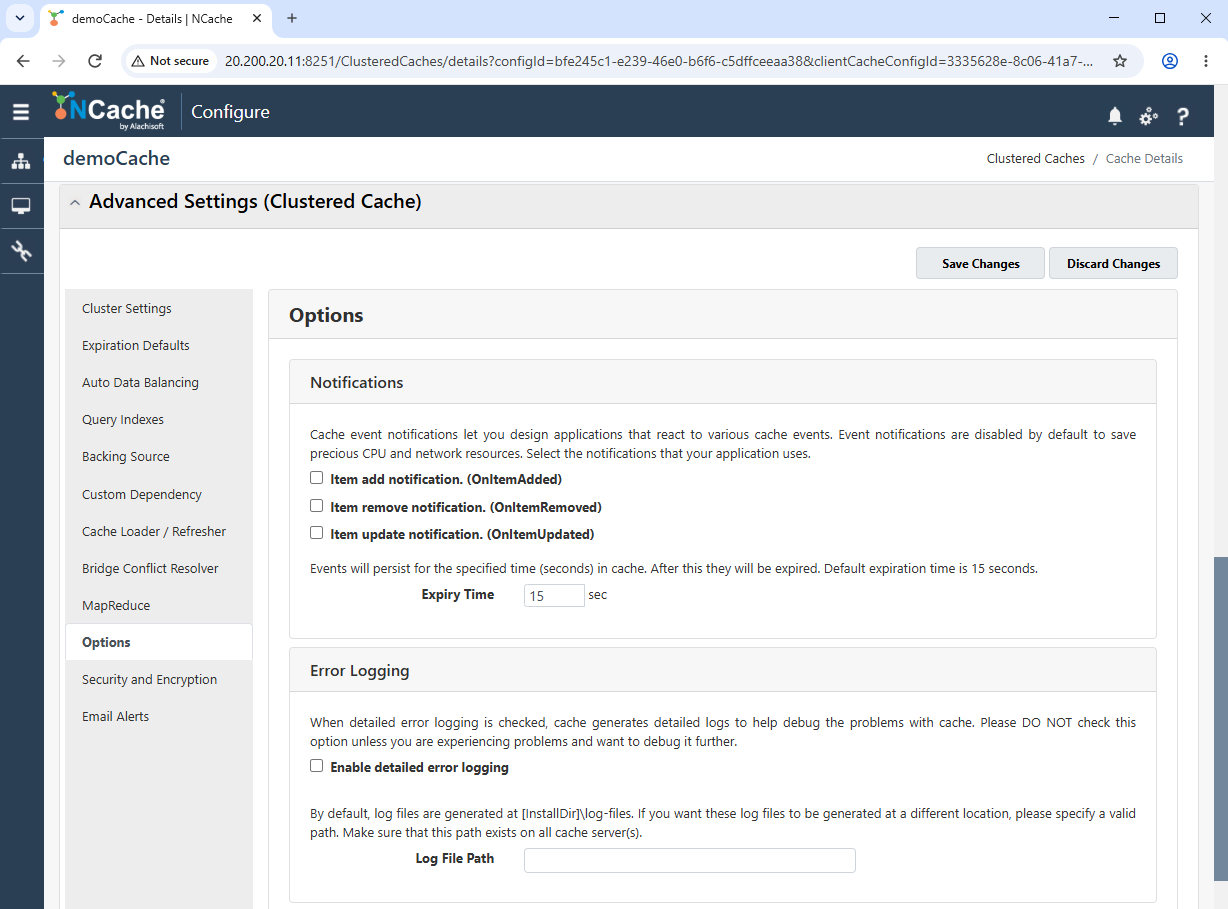 Advanced Cache Options