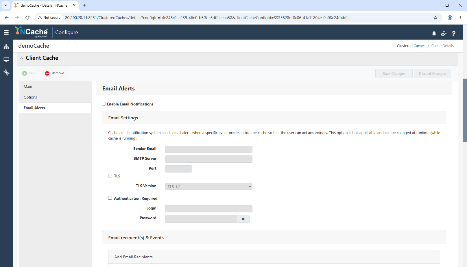 Client Cache Email Alerts