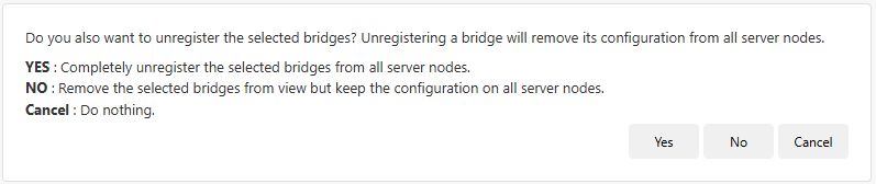 Remove Bridge NCache Management Center Confirmation