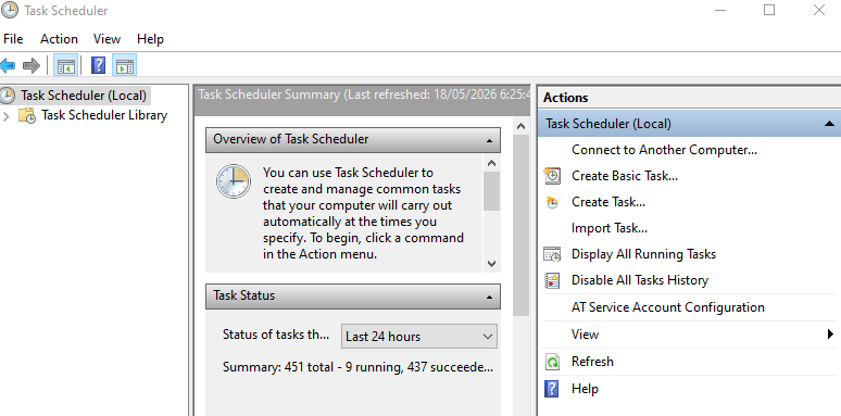 Image showing how to create a task using Task Scheduler