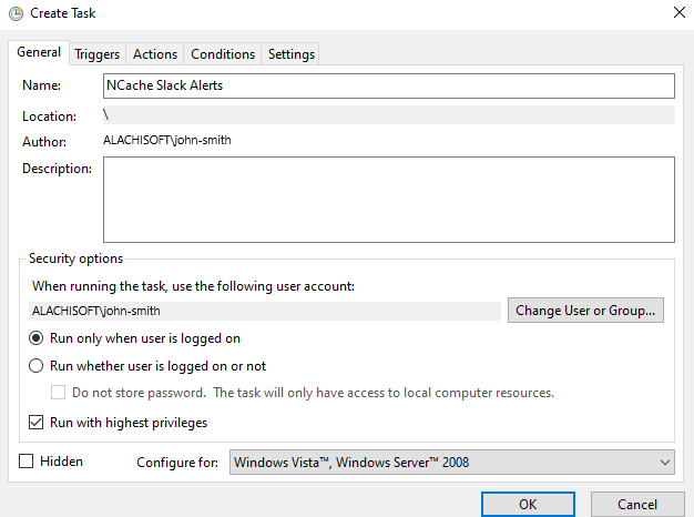 Image showing the general tab while creating a task.