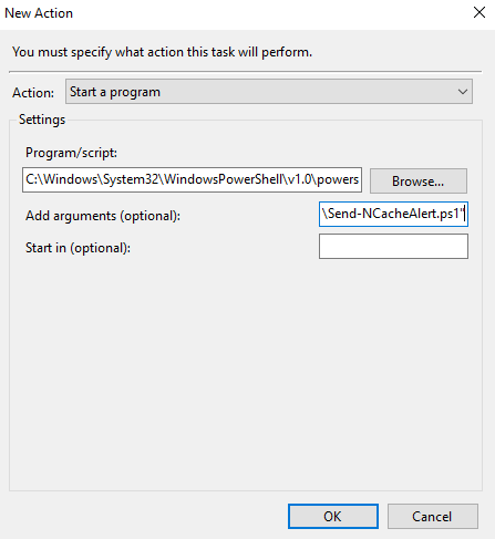 Image showing the process for creating the action a task will trigger.