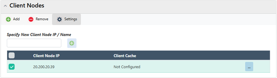 Cache Client Settings