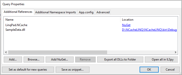 Add Query References for LINQPad for NCache