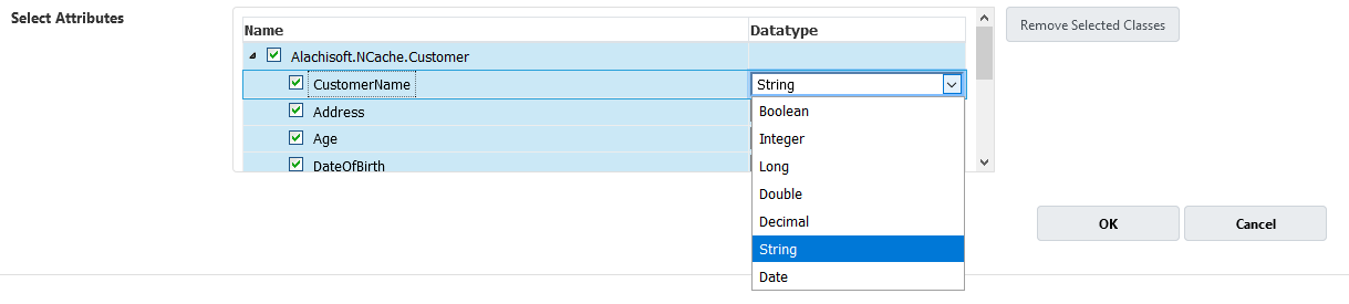 JSON query index selected attributes