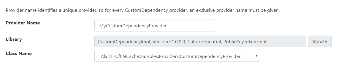 NCache Management Center Add Custom Dependency Provider