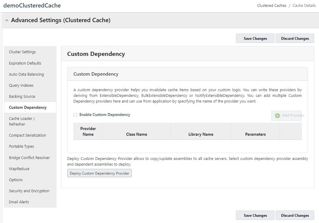 NCache Management Center Configure Custom Dependency