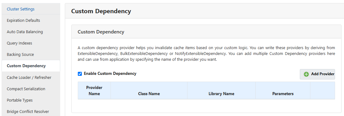 NCache Management Center Configure Custom Dependency