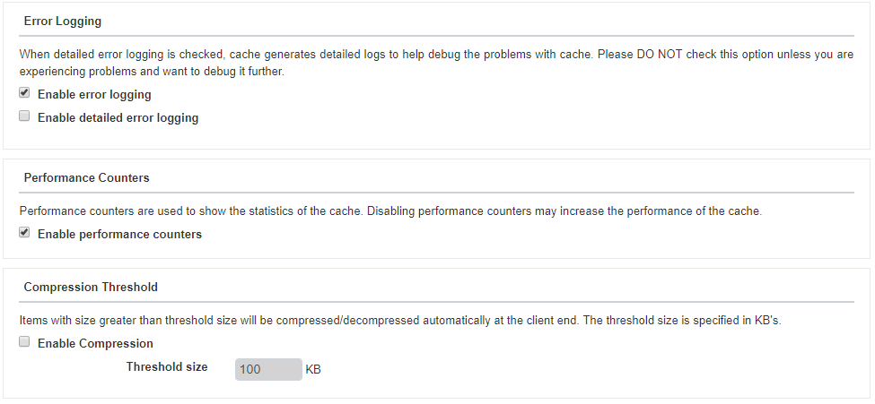 Configure Client Cache Error Logging, Perfmon counters