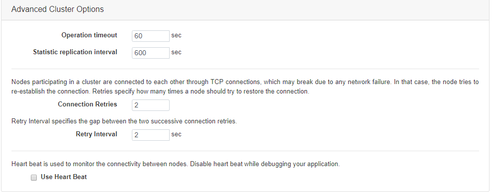 Statistic Replication Interval configured web