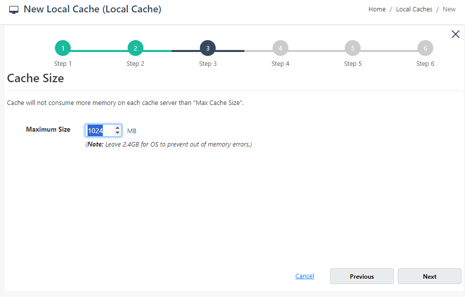 Specify Cache Size Web