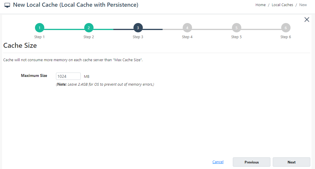 Especificar o tamanho do cache Web