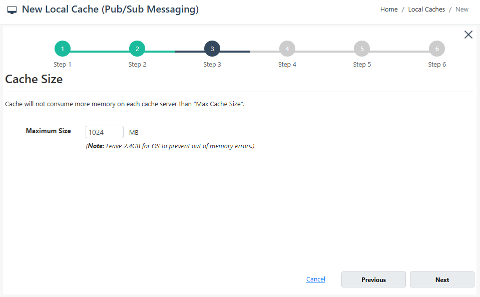 Specify Cache Size Web