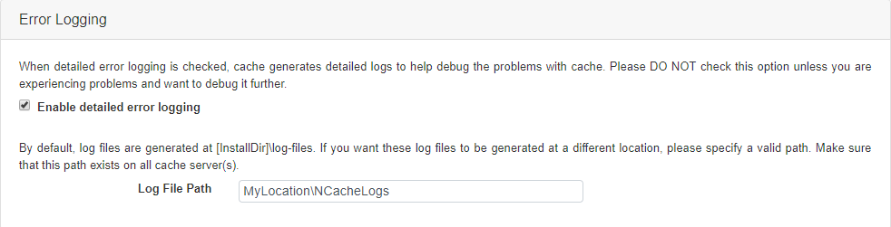 Error Logging NCache Management Center